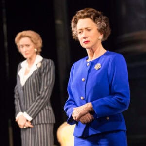 Margaret Thatcher (Haydn Gwynne) and Queen Elizabeth II (Helen Mirren). Photo by Johan Persson)